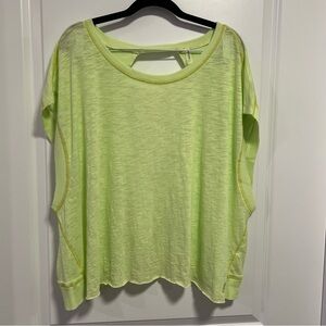 Free People Movement My Time Tee Neon Yellow Open Back Size L